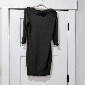 Michael Kors Boatneck Three Quarter Sleeve Gray Ribbed Sweater Dress Medium NWOT